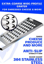 Dalstrong Professional Wide Cheese Grater - Extra Coarse - #304 Stainless Steel Blade - G10 Handle Kitchen Shredder - w/Blade Guard - Fruits & Vegetables, Hard Cheese, Chocolate - NSF Certified