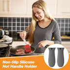 Patelai 2pcs Silicone Handle Cover for Cast Iron Skillet Kitchen Silicone Handles for Pots and Pans Non-Slip Pot Holder Sleeve for Fry Pan Griddles Metal Aluminum Cookware(Grey)