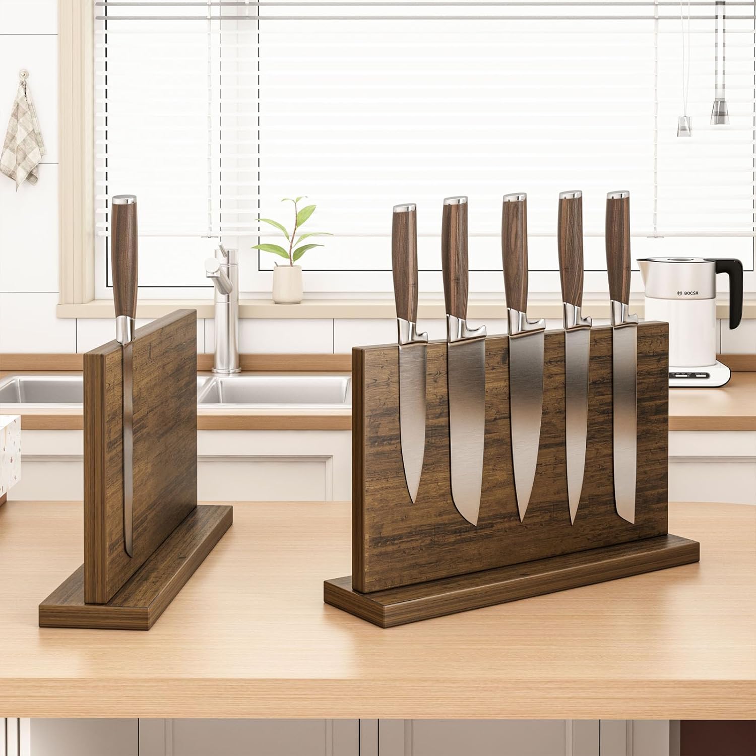Extra Large Magnetic Knife Holder, Double-Sided Magnetic Knife Block Universal Multi-function Display Rack for Kitchen Counter (Rub Color)