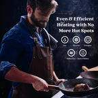 Alva Forest 9.5" Carbon Steel Frying Pan Pre-Seasoned, Lightweight Chef-Grade Skillet, Stay-Cool Acacia Handle, Natural Nonstick, Induction & All-Stove Compatible – Professional Restaurant Quality
