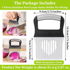 Suuker Onion Holder for Slicing, Large Onion Cutter Vegetable Chopper, Stainless Steel Tomato Slicer for Potato Lemon, Kitchen Food Slicer Guide for Neat Slicing, Meat Tenderizer Tool