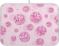 Disco Balls Pink Dish Drying Mat for Kitchen Counter Absorbent Microfiber Drying Pad, Medium 16x18 in, Reversible Drainer Mats
