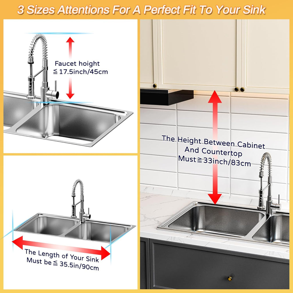 ADBIU Over The Sink Dish Drying Rack (Expandable Height and Length) Snap-On Design 2 Tier Large Dish Rack
