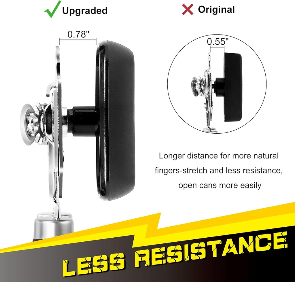 [Smoother Cut] PrinChef Manual Can Opener with Magnet, Improved Handle for More Comfortable Grip, Handheld Can Openers for Seniors, Heavy Duty Can Opener Smooth Edge, Bottle Opener Easy to Use, Black