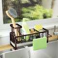 SWTYMIKI Sponge Holder for Kitchen Sink - Sink Caddy with Brush Holder Self-draining Sponge Caddy Organizer with Divider Stainless Steel Kitchen Accessories Storage for Countertop, Bronze