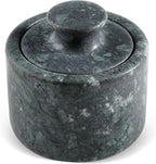 Koville Indian Green Marble Salt Cellar with Lid 3.5", Stone Pepper Container & Spice Jars for Kitchen, Marble Salt and Pepper Holder, Stone Storage Box for Kitchen Counter, Spice Jar