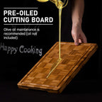 Kikcoin Extra Large Bamboo Cutting Boards, (Set of 3) Chopping Boards with Juice Groove Bamboo Wood Cutting Board Set Butcher Block for Kitchen, End Grain Serving Tray