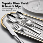 KINGSTONE Silverware Set for 12, 65-Piece Forged 18/10 Stainless Steel Flatware Set, Mirror Finish Cutlery Set Dishwasher Safe for Home, Restaurant, Wedding, Party