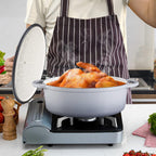 Enameled Cast Iron Oval Dutch Oven, 7 qt Oval Dutch Oven Pot with Lid and Dual Handles for Braising, for Braising, Broiling, Bread Baking, Frying, Gray