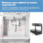 1 Pack 19IN Depth Under Sink Storage Organizer, Large 2-Tier Elegant Mesh Pull Out Shelf for Kitchen and Bathroom Cabinet Organization, L-Shaped and Adjustable Height Design-Black