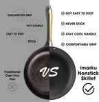 imarku Frying Pan - 8 Inch Non Stick Frying Pan, Long Lasting Cast Iron Skillet Nonstick Pans, Honeycomb Nonstick Frying Pans with Stay Cool Stainless Steel Handle, Mothers Day Gifts, Easy Clean