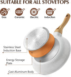 SENSARTE Nonstick Ceramic Cookware Set 23-Piece, Healthy Pots and Pans Set, Non-toxic Kitchen Cooking Set with Stay-Cool Handles, Silicone Utensils and Pot Protectors, PFAS & PFOA Free