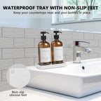Amber Glass Soap Dispenser - Dish Hand Soap Dispenser for Kitchen, Bathroom Soap Lotion Dispenser with Pump, Refillable Liquid Soap Pump Dispenser Set with Tray, Amber Bottle/Black Pump-pd