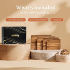 SMIRLY Wooden Cutting Boards For Kitchen - Bamboo Cutting Board Set with Holder, Wood Cutting Board Set, Cutting Board Wood, Wooden Chopping Board, Wooden Cutting Board Set