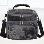 FlowFly Double Layer Cooler Insulated Lunch Bag Adult Lunch Box Large Tote Bag for Men, Women, With Adjustable Strap,Front Pocket and Dual Large Mesh Side Pockets