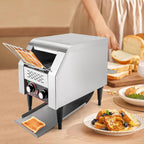 Commercial Conveyor Toaster 150 Slices/Hour Stainless Steel Conveyor Toaster 1300W Electric Toasters Oven Heavy Duty Countertop Restaurant Toaster for Cafes Bun Bagel Bread