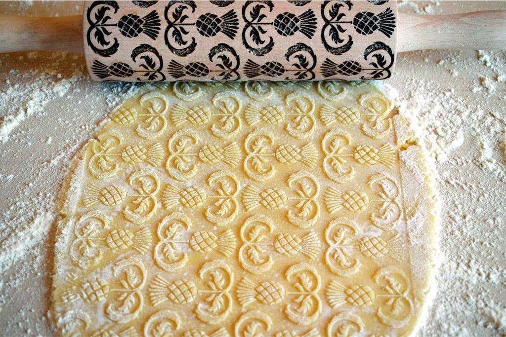 THISTLES Embossing Rolling Pin Laser engraved rolling pin with Thistle flowers Gift for mother friend
