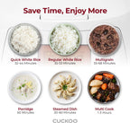 CUCKOO CR-0633F | 6-Cup (Uncooked) Micom Rice Cooker | 11 Menu Options: White Rice, Brown Rice & More, Nonstick Inner Pot, Made in Korea | White