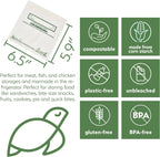 100% Compostable Food Storage Bags [Sandwich 150 Pack] Eco-Friendly Freezer Bags, Resealable Bags, Heavy-Duty, Reusable, by Earth's Natural Alternative, off white