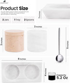 Radicaln Marble Salt Cellar With Lid and Tray 3" Inch White and Verona Set of 2 Salt Bowl & Spice Storage Container for Kitchen countertop, Ideal Sugar Bowl