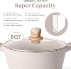 Large Nonstick Cookware Set With Lids - Pots, Pans and Kitchenware for Induction Cooking, Includes 8 QT Stockpot, Saucepan and Frying Pan