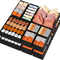 Drawer Organizer Clothes, 16 Pack Dresser Organizer Bins for Baby Clothes, Underwear Sock, Fabric Closet Organization and Storage Dividers for Nursery Bedroom (96 Compartments, Black)