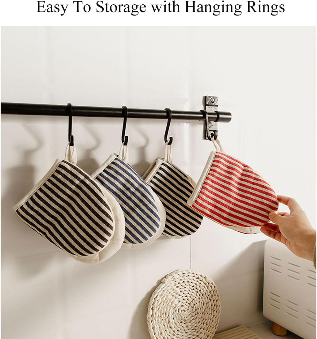 1 Pair Mini Oven Mitts,High Heat Resistant Oven Gloves,Kitchen Short Oven Mit with Hanging Loop for BBQ, Baking, Cooking and Grilling, (Khaki)