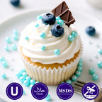 Dazzjoy Blue Edible Pearl, Edible Pearls Sugar Sprinkles, 130g/4.58oz, Blue Pearls Sprinkles for Cake Decorating, Cupcake Toppers