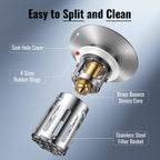 (2 Pc) All Metal Bathroom Sink Stopper Fit 99% - 3 in 1 Universal Pop Up Sink Stopper with Removable Stainless Steel Filter Basket Hair Catcher - for 1.1'' to 2.36'' Basin - Brass Core, 7000+ Tested