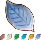 Ceramic Spoon Rest for Stove Top, Ice Cracks Leaf Cute Spoon Rest for Kitchen Counter, Cooking Spoon Holder for Kitchen Counter, Utensil Rest Spatula Rest Ladle Holder Tong Rest, 1 PC (A, Sapphire)