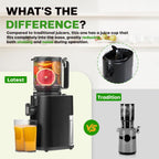 Cold Press Juicer, 5.4" Wide Feed Chute Juicer Machines for Vegetable and Fruit, Slow Masticating Juicer with AC Moter, Easy to Clean, AC-Black