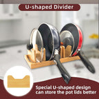 Bamboo Pot Lid Organizer for Cabinet & Kitchen Counter, Pan Lid Organizer Inside Cabinet, Pot Lid Holder, Sheet Pan Rack, Adjustable Pot Cover Holder Rack for Countertop, Under Cabinet