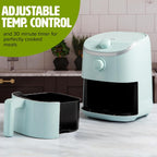 Tasty Personal Air Fryer, Healthier Meals in Minutes, Adjustable Temp Control up to 400°F, Easy-to-Use Design, Nonstick Basket and Tray Made without PFAS, PFOA, PFOS & PTFE, 900 Watts, 2-Quart, Aqua