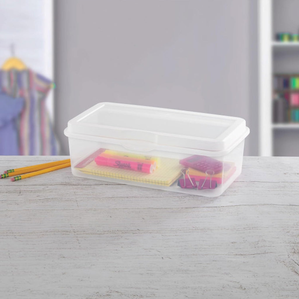 Sterilite 24-Pack FlipTop Stackable Rectangular Storage Bin with Hinging Lid, Clear