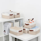 DULLEMELO Small Storage Bins, Storage Baskets for Organizing, Collapsible Rectangular Fabric Baskets for Shelves, Closets, Nursery, Home, Office, Empty Gift Baskets (6-Pack, White&Khaki)