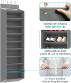 REGELETO 10 Tiers Large Size Over Door Shoe Organizer Storage, Hanging Shoe Rack for Door with Deep Pockets, Fit 20-30 Pairs Shoe Organizer Holder for Sneakers and Boots (Grey)