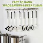 304 Stainless Steel Cooking Utensils Set, 8PCS Kitchen Utensils Set, Include Skimmer, Soup Ladle, Spaghetti Server, Wok Spatula, Slotted Spoon, Solid Spoon, Slotted Spatula Turner & Meat Fork