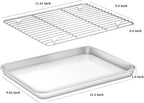 Deedro Baking Sheet with Rack Set [2 Sheets + 2 Racks], Stainless Steel Cookie Half Sheets Baking Pan Oven Tray with Cooling Rack, 12 x 10 x 1 Inch, Heavy Duty, Non-toxic, Easy Clean