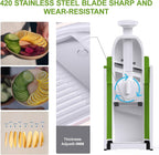 Safe Mandoline Slicer for Kitchen, Potato Slicer, Meal Prep, Adjustable/Easy to Clean/Storage, Kitchen Chopping Artifact, Paring Knife/Cleaning Brush (only Slice, Avocado Green)