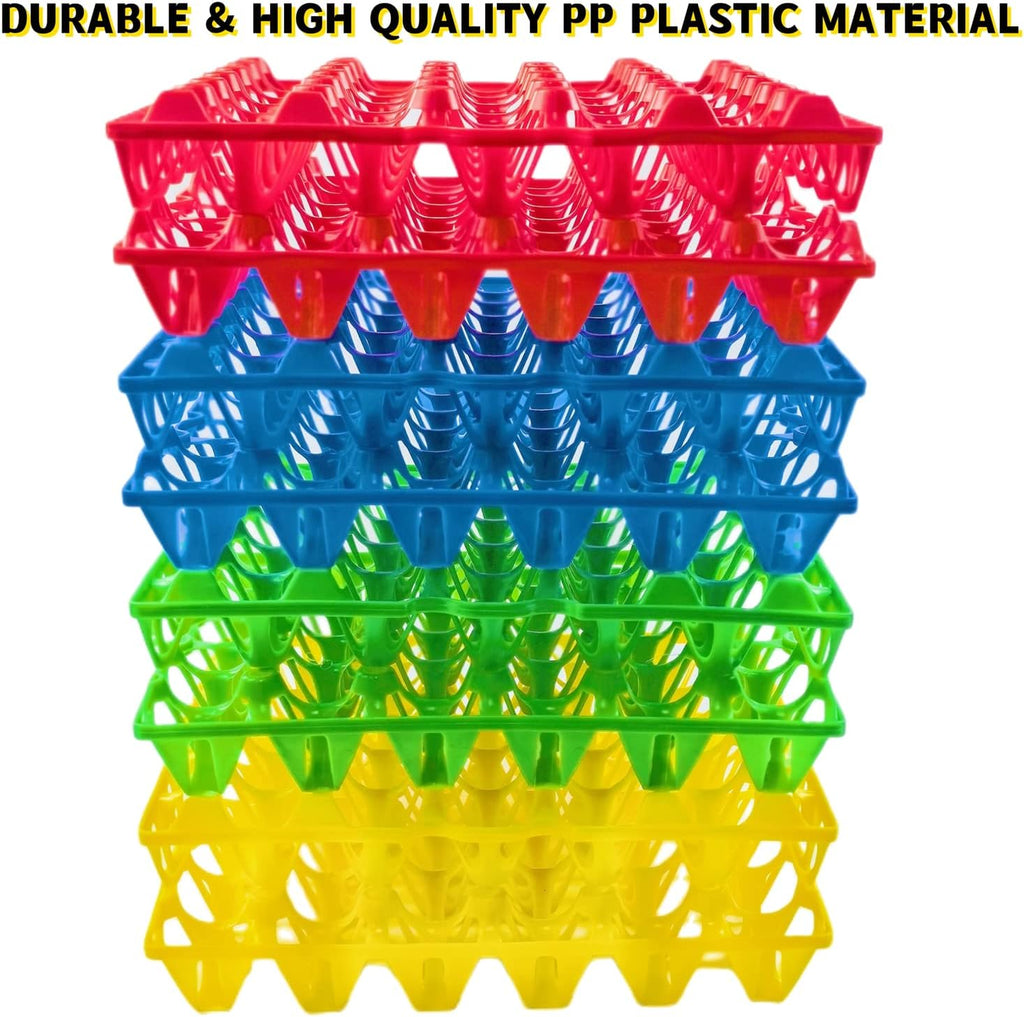 8-Pack Plastic Egg Tray Egg Crates 30-Egg Flats for Home Chicken Farmers, Stackable Egg Cartons Hold Multiple Eggs, Great for Storing, Sorting, and Shipping Eggs, Durable and Reusable