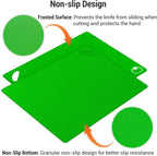 Kitchen Plastic Cutting Board Set - Extra Thick Flexible Cutting Mat for Cooking, Non-Slip Chopping Board with Colored Food Icons & Easy-Grip Handles, Dishwasher Safe, Set of 4