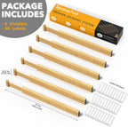 SpaceAid Bamboo Drawer Dividers with Labels, Kitchen Adjustable Drawer Organizers, Expandable Organization for Home, Office, Dressers and Bathroom, 6 Dividers (13.25-17 in)