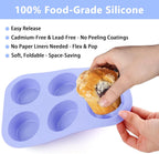 3-Pack 6-Cup Silicone Muffin Pans, Nonstick Cupcake Baking Molds, BPA/PFA-Free, Dishwasher & Oven Safe - Blue