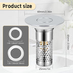 2Pack Bathroom Sink Stopper 1.06"-1.50", Universal Bathroom Sink Drain Pop Up Stopper for US Bathroom Sink Stainless Steel Floor Drain Filter, U.S. Standard Universal Drain Filter (Silver)