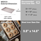 CHEFMADE 15-Inch Baking Sheet Pan, Non-Stick Carbon Steel Rimmed Cookie Sheet Pan for Oven Roasting Meat Bread Jelly Roll Battenberg Pizzas Pastries 10.6" x 15.6" x 1" (Champagne Gold)