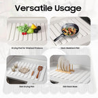 Stone Dish Drying Mat for Kitchen Counter, Quick Dry Stone Mat Kitchen for Dishes Bottles Cups, Large Foldable Diatomaceous Earth Dish Drying Mats Match Any Countertop, White