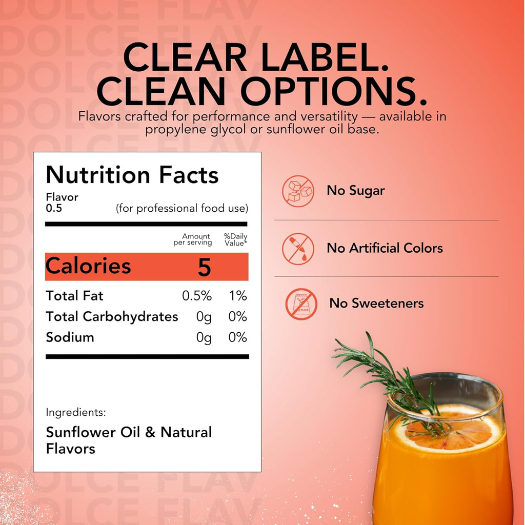 Dolce Flav Natural Blood Orange Extract – 2 Ounce Oil-Soluble Kosher, Sugar-Free, Concentrated Rich Citrus Flavoring for Baking, Chocolates & Desserts, Includes Measured Dropper