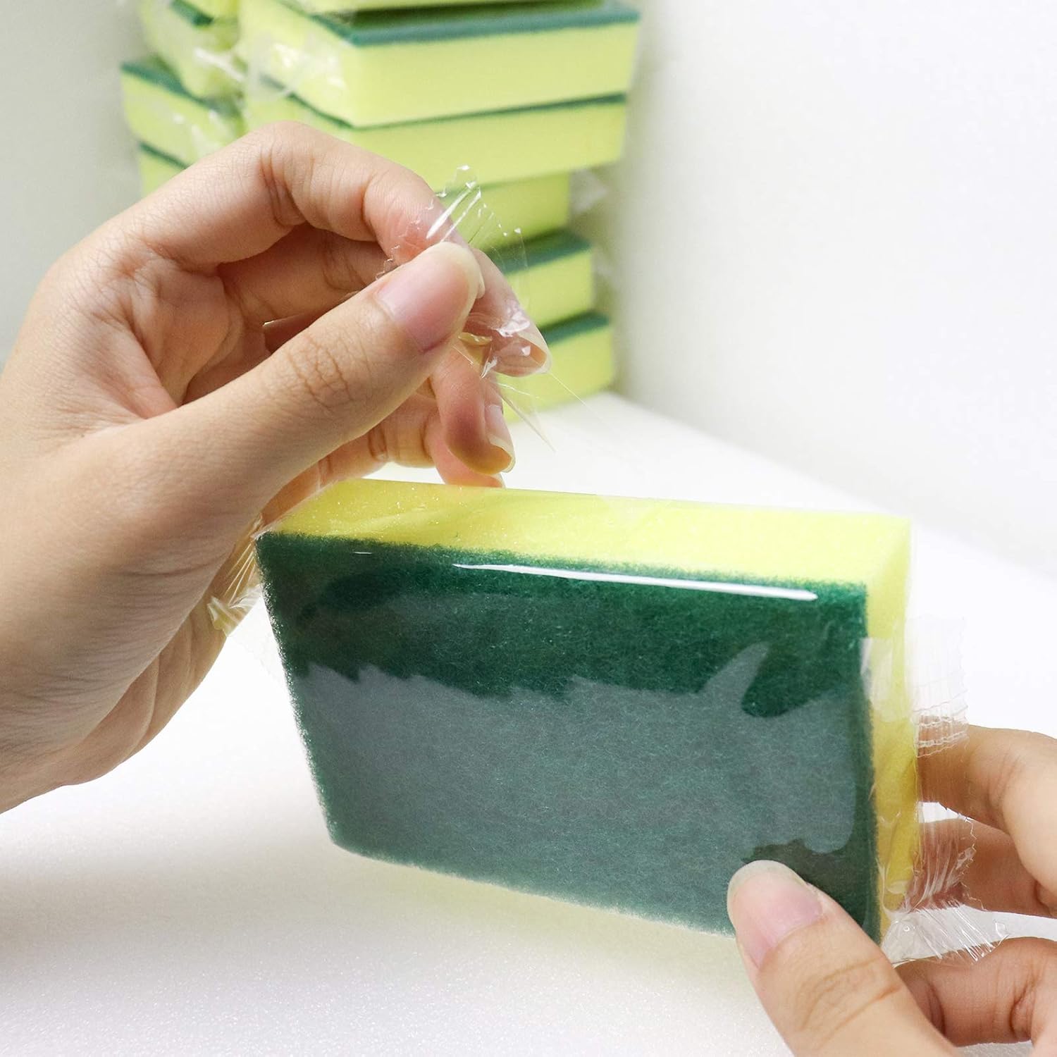 30 Pack Sponge Individually Wrapped, Non Scratch Scrouing Sponges for Household Cleaning, Dishes, Kitchen, Apartment, Car, Bike