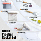 Round & Oval Banneton Bread Proofing Basket set, Sourdough Starter Kit With Bread Storage Bag, Dough Whisk, Scoring Lame, 2 Scrapers, Cleaning Brush, Sourdough Baking Supplies for baker