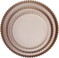 Tart Pan Set, 3 Nonstick Round Quiche Pan, 12 Inch, 10 Inch, 8 Inch Fruit Tart Pan, Flueted Pie Pan Solid Bottom (Champagne Gold)